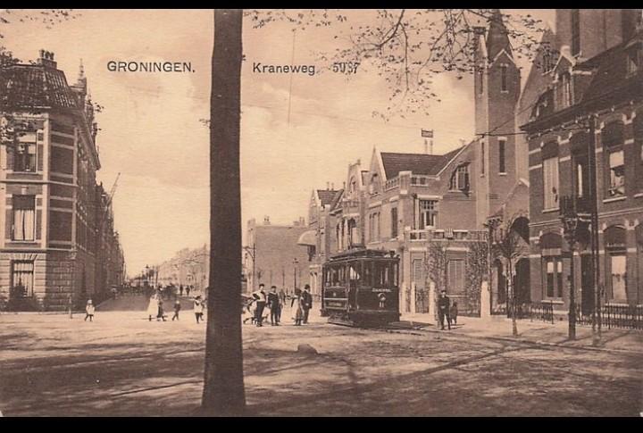 Tram Groningen Kraneweg Nauta 5987 Veel volk, Verzenden, Voor 1920, Groningen