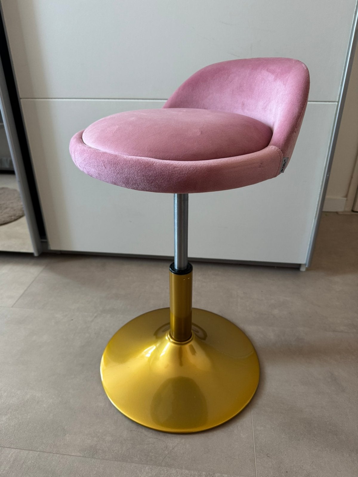 Roze gouden kruk (make-up)stoel NIEUW, Ophalen, 60 tot 90 cm, Nieuw, In hoogte verstelbaar