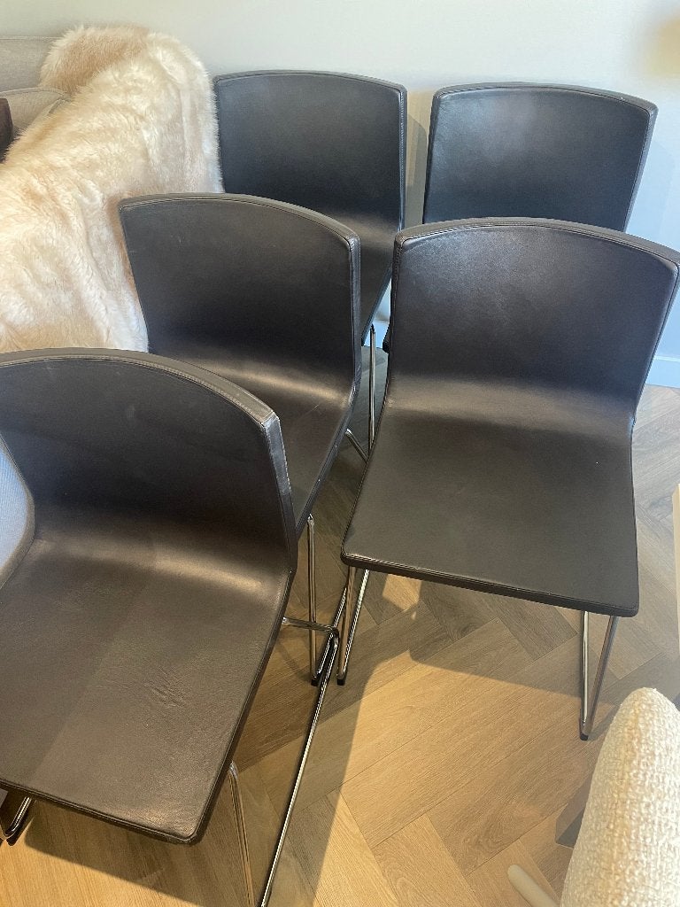 Ikea bruin Leren Bernhard eettafel stoel 5 + 1, Ophalen, Gebruikt, Bruin, Leer