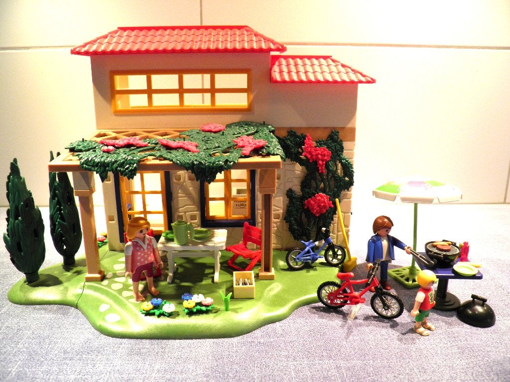Playmobil Toscaans vakantiehuis met zwembad in doos., Gebouw, Complete set, Ophalen of Verzenden, Zo goed als nieuw