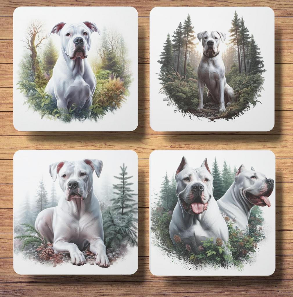 Argentijnse Dog Bos onderzetters met houder, Ophalen of Verzenden, Nieuw, Glas of Kopje