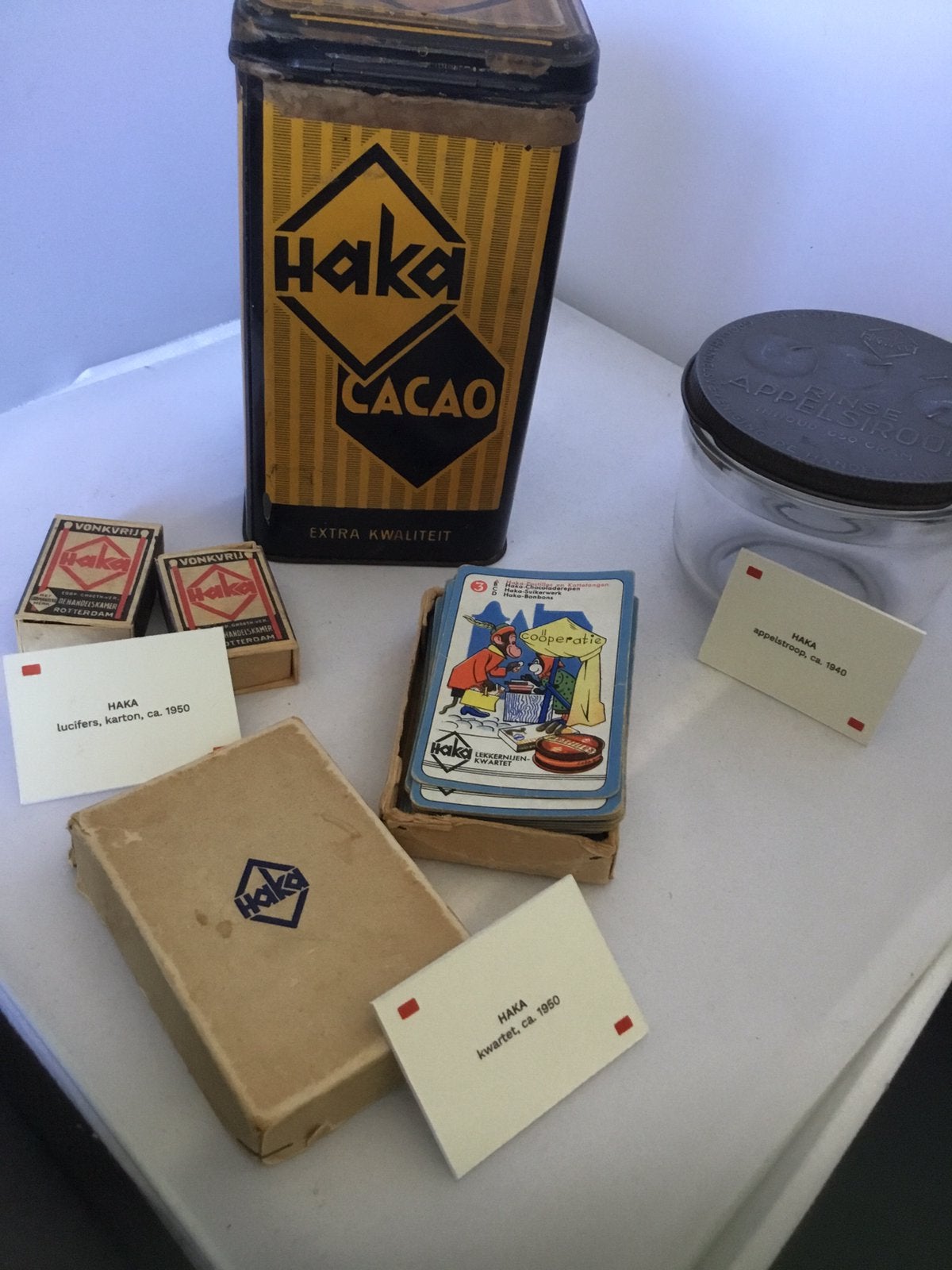 Haka cacao blik,lucifers, appelstroop pot,kwartet, Ophalen of Verzenden, Zo goed als nieuw, Gebruiksvoorwerp