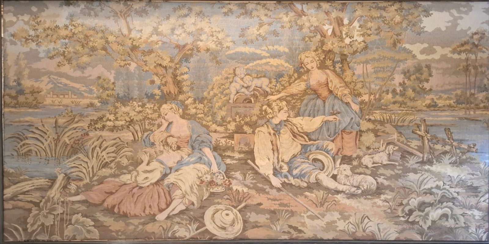 Gobelin met Idyllisch tafreel, Ophalen, Klassiek, Landschap, Doek