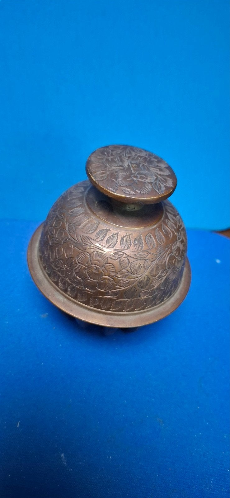 Vintage messing bel met olifantenklauwmotief,, Ophalen of Verzenden, Koper