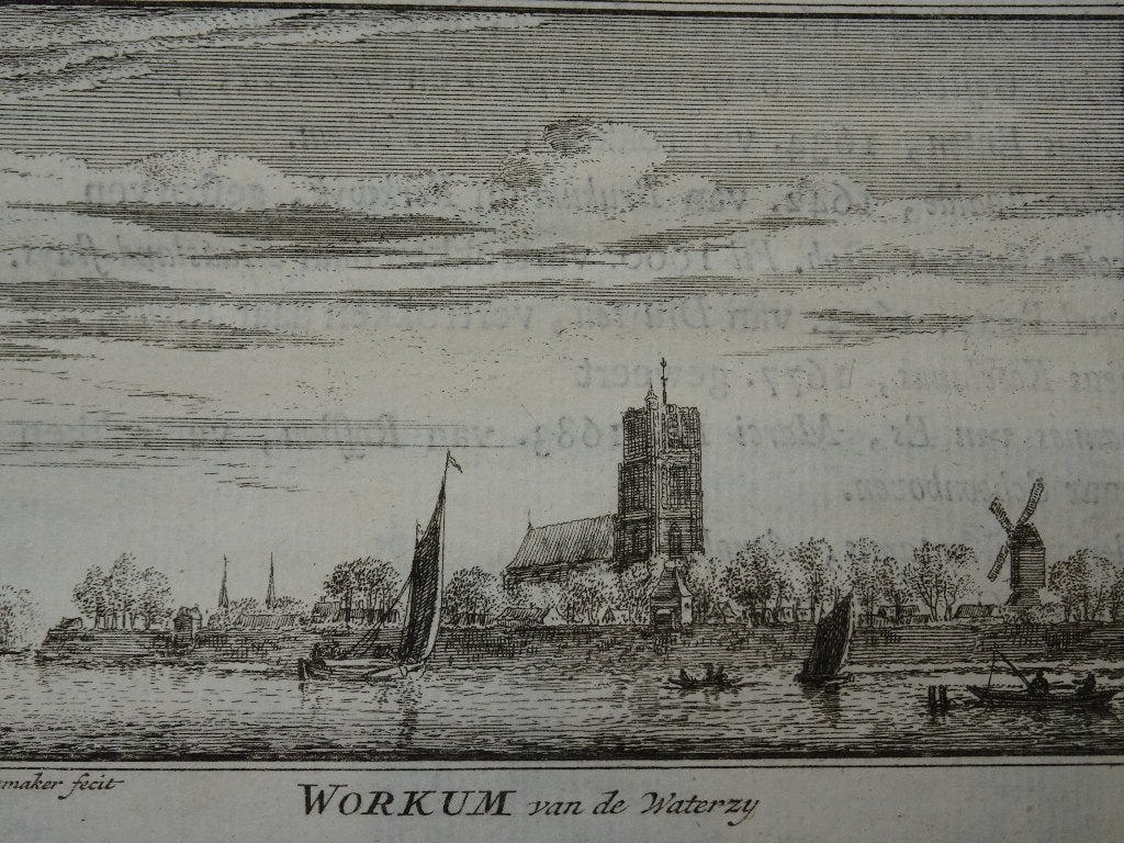 Boekje met 3 gravures zicht op Woudrichem Rademaker, 1750, Antiek en Kunst, Stadsgezicht, Ophalen of Verzenden, Gravure, Origineel
