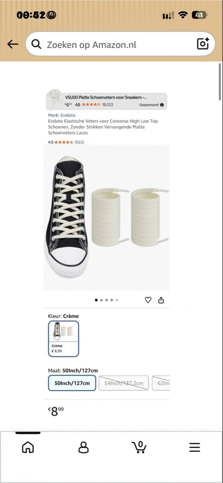 Elastische veters voor sneakers - Crème, Ophalen of Verzenden, Nieuw, Overige kleuren, Overige typen