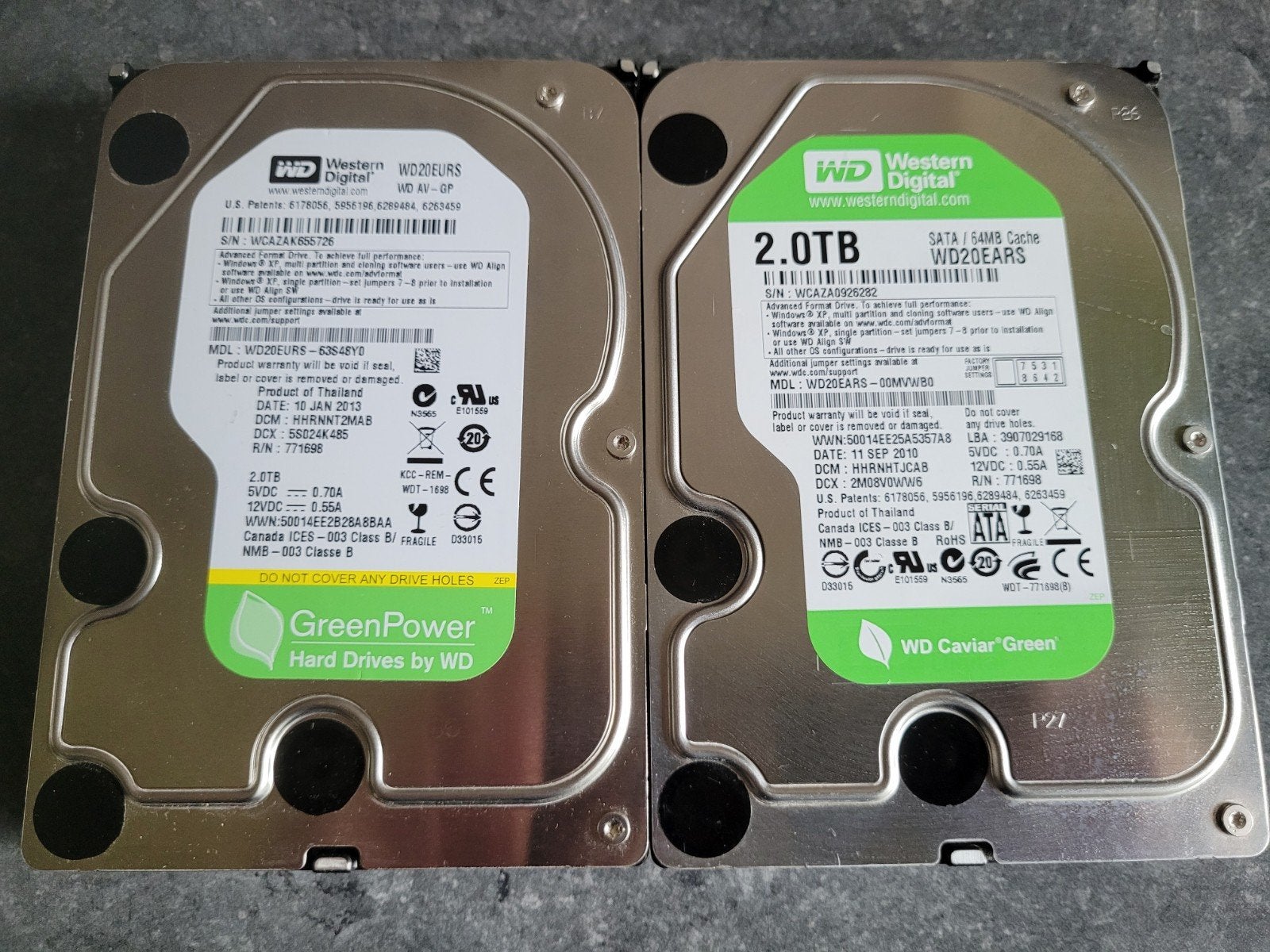 2x WD SATA harddisks, Intern, 2TB, Ophalen of Verzenden, Desktop