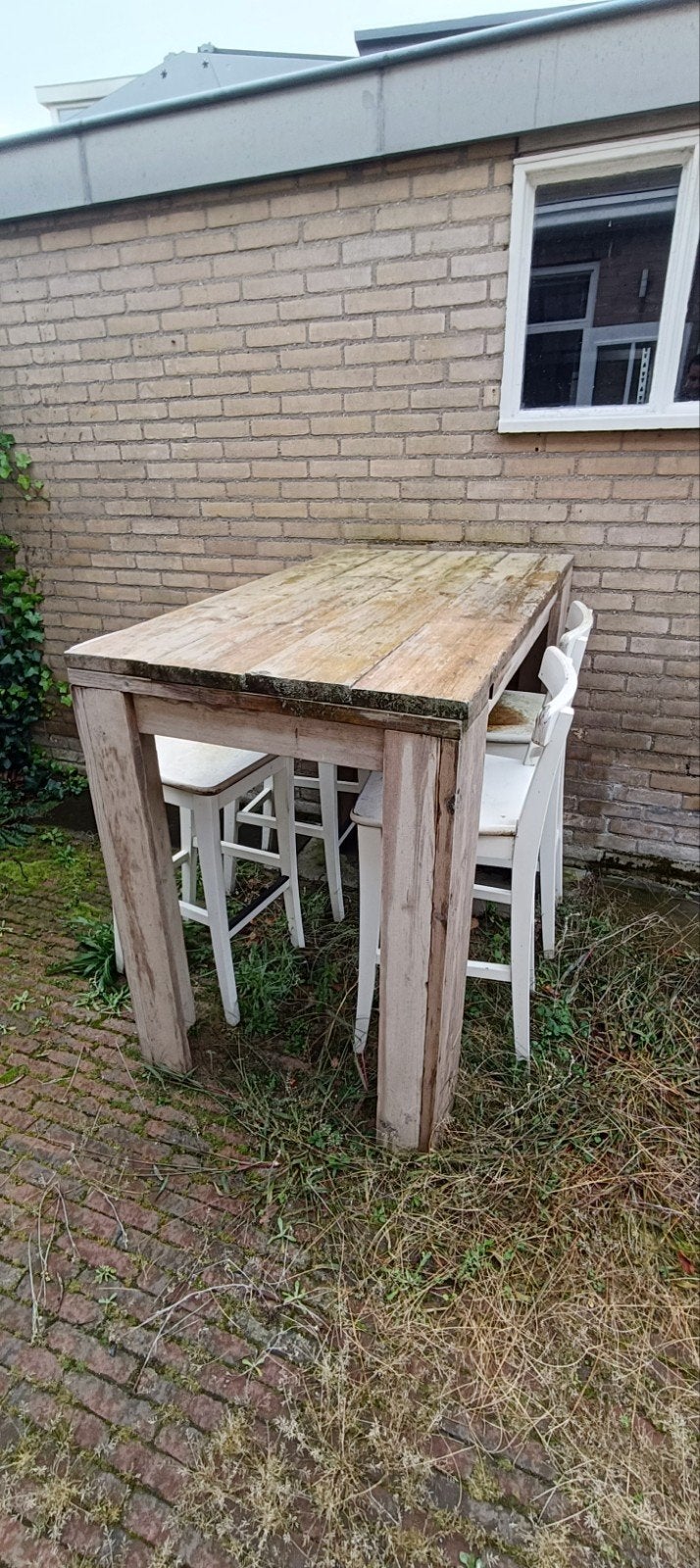 Hoge tuinset met 4 stoelkrukken, Ophalen, 4 zitplaatsen, Gebruikt, Eettafel
