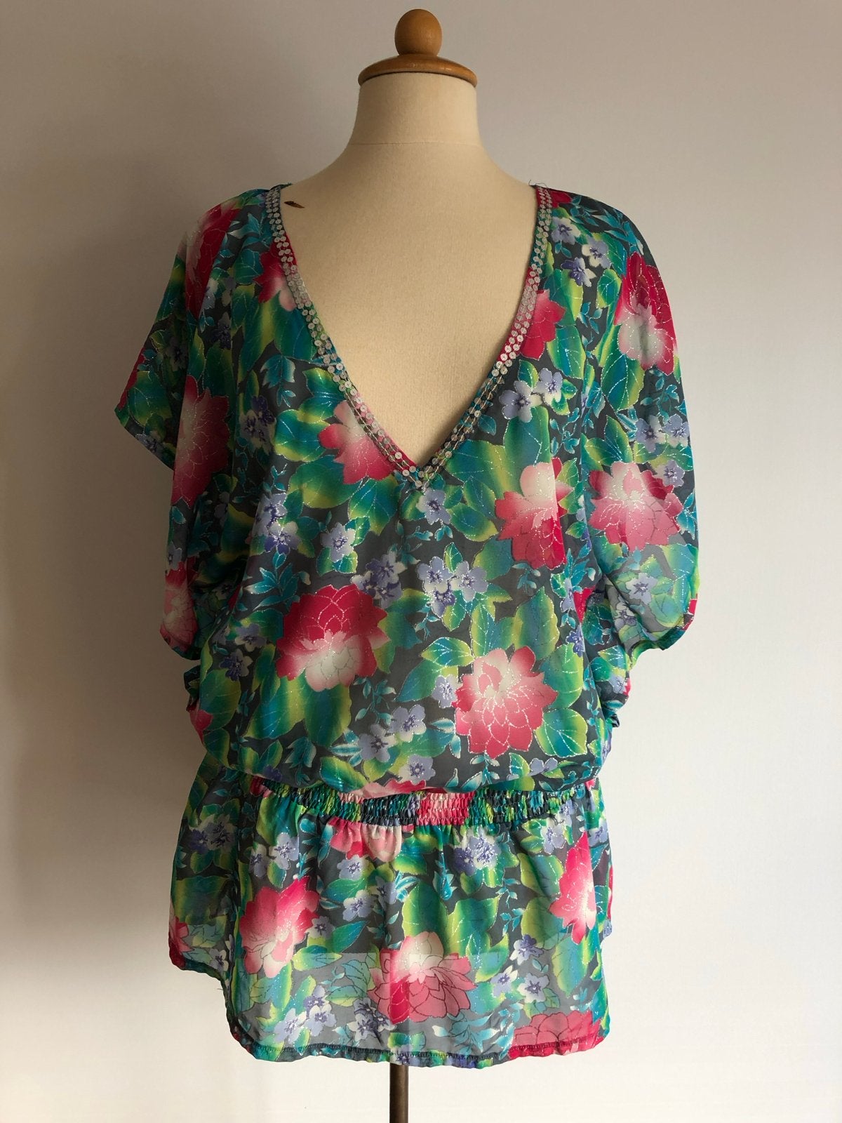 Doorzichtige Ibiza Tuniek One Size met Elastiek, Ophalen of Verzenden, Gedragen, Maat 38/40 (M), Meerkleurig