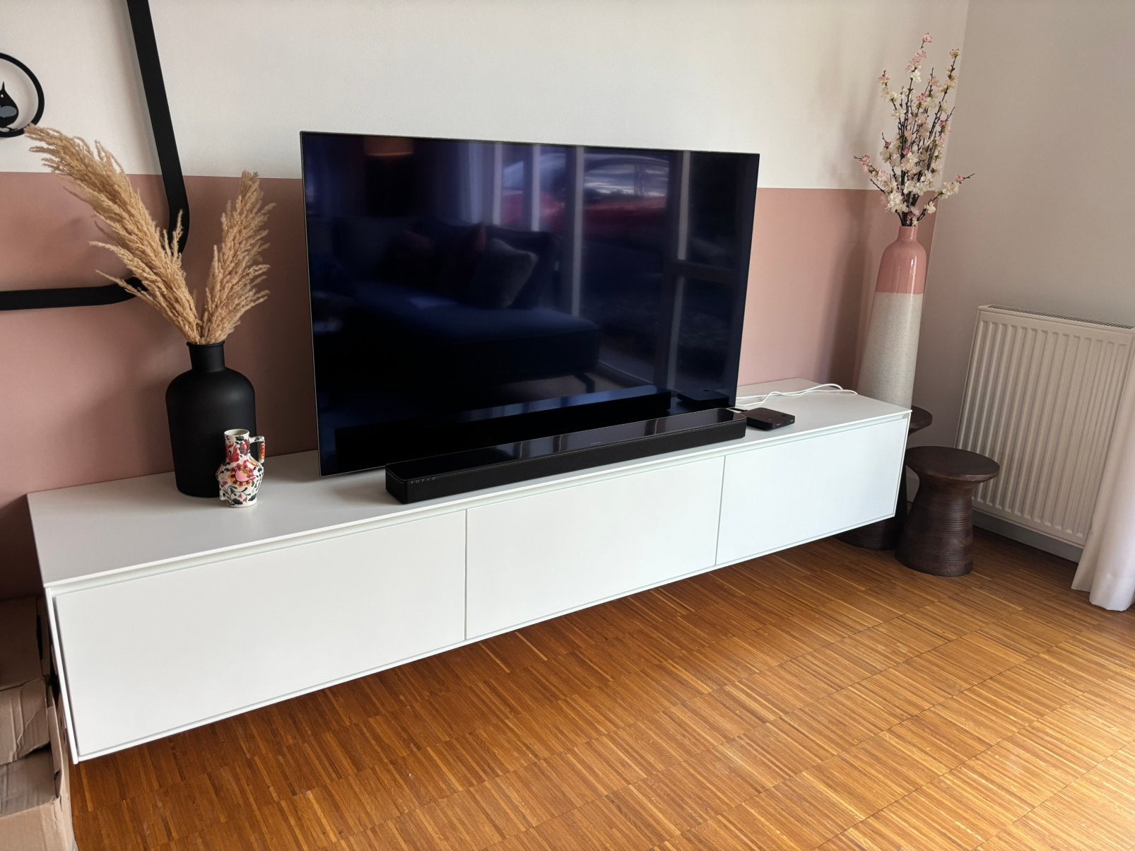 Tv meubel Vic (Goossens), Ophalen, Eikenhout, Zo goed als nieuw, 200 cm of meer