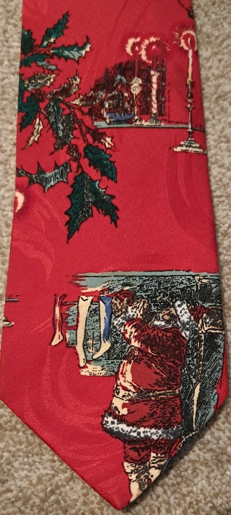 Kerst stropdas rood met Kerstman en Kerstboom, Ophalen of Verzenden, Nieuw