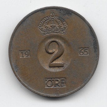 Zweden 2 öre 1965 KM# 821, Ophalen of Verzenden, Overige landen, Losse munt