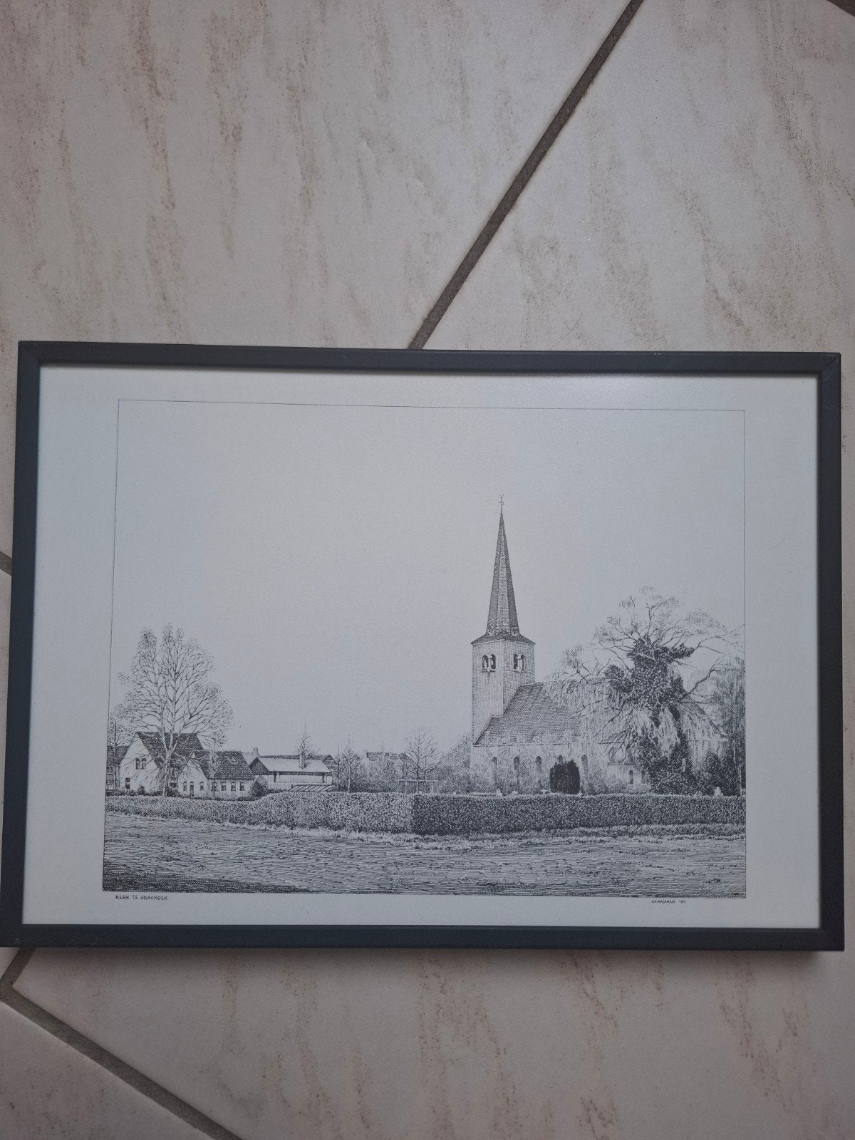 Penschilderij van kerk te grashoek, Ophalen