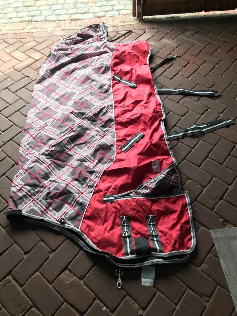 Regendeken QHP fleecevoering 215, Meerkleurig, Dubbele borstsluiting, Nieuw, Extra Full (XL)