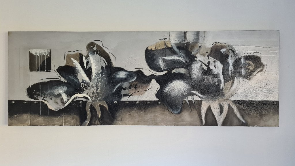 Heel mooi modern zwart met bruin schilderij, Ophalen