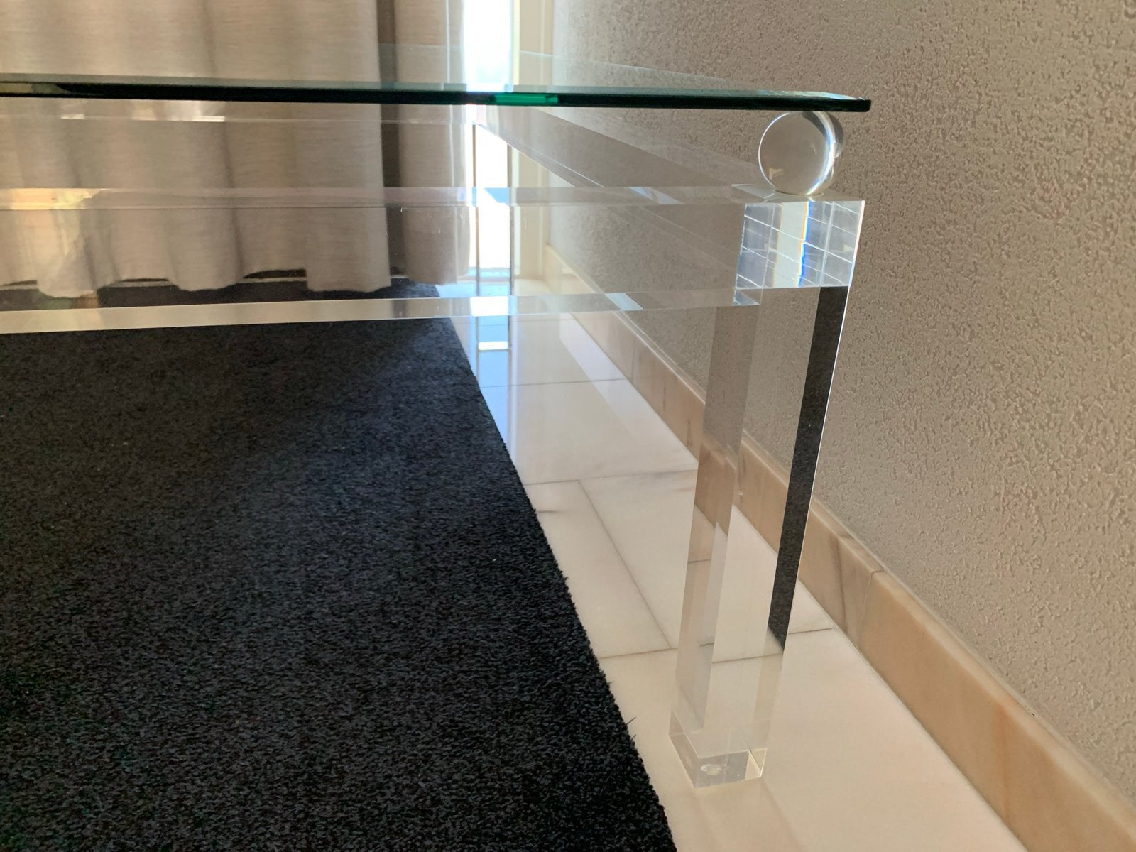 Salontafel met facet geslepen gehard glas 95 x 95 cm, Huis en Inrichting, Tafels | Salontafels, Ophalen, Vierkant, Glas, 50 tot 100 cm