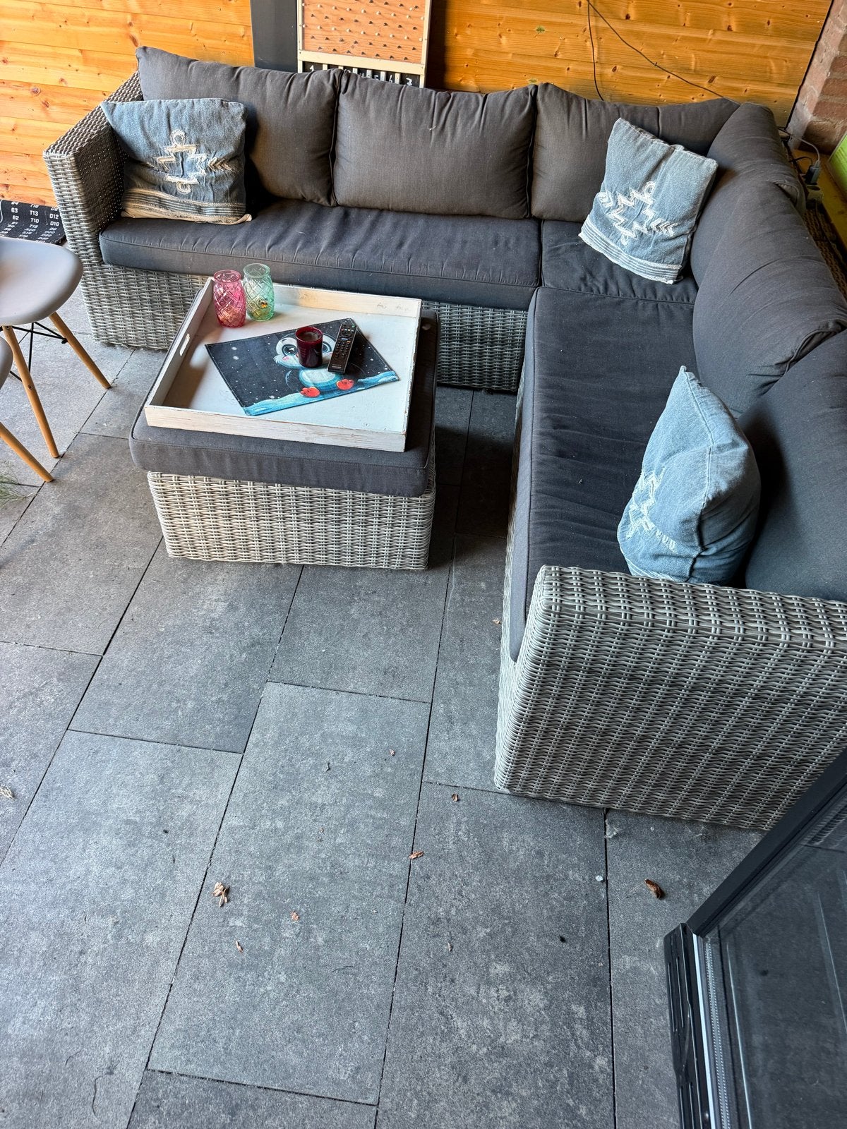 Wicker Loungeset met Hocker en Kussens