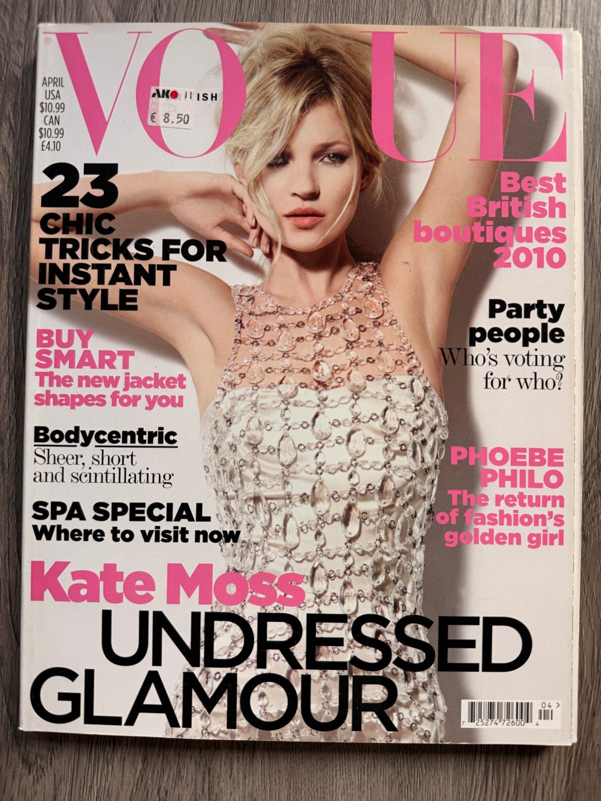 Vogue Magazine April 2010 Kate Moss Lara Stone, Boeken, Tijdschriften en Kranten, Ophalen of Verzenden, Zo goed als nieuw, Glossy