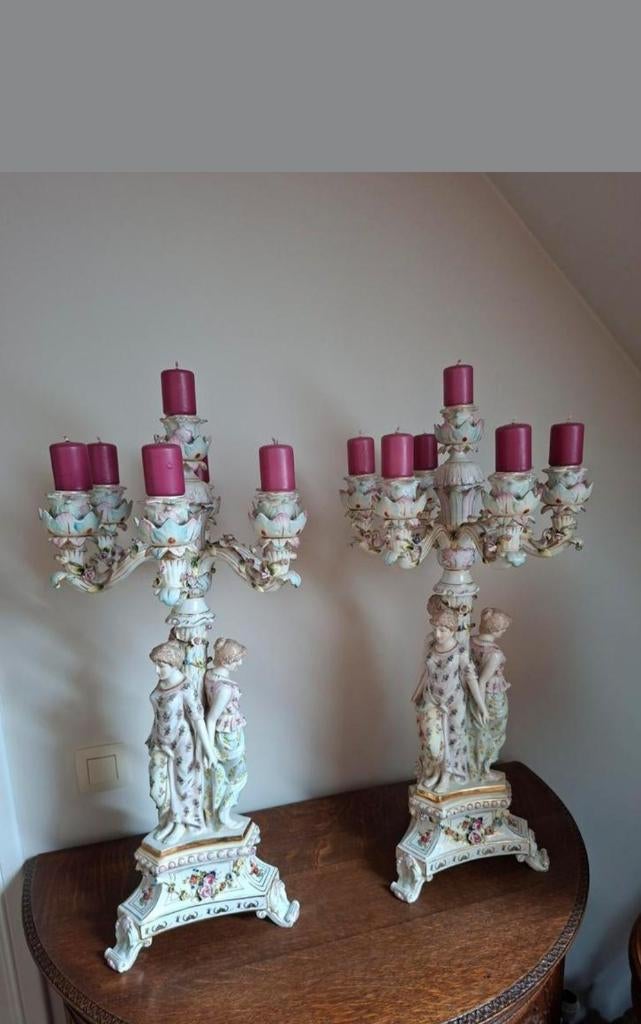 Set kandelaars in porselein 70 cm hoog, Ophalen