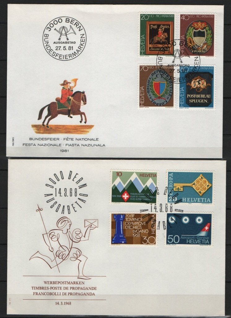 G41) 2X FDC ZWITSERLAND, Postzegels en Munten, Verzenden, Gestempeld