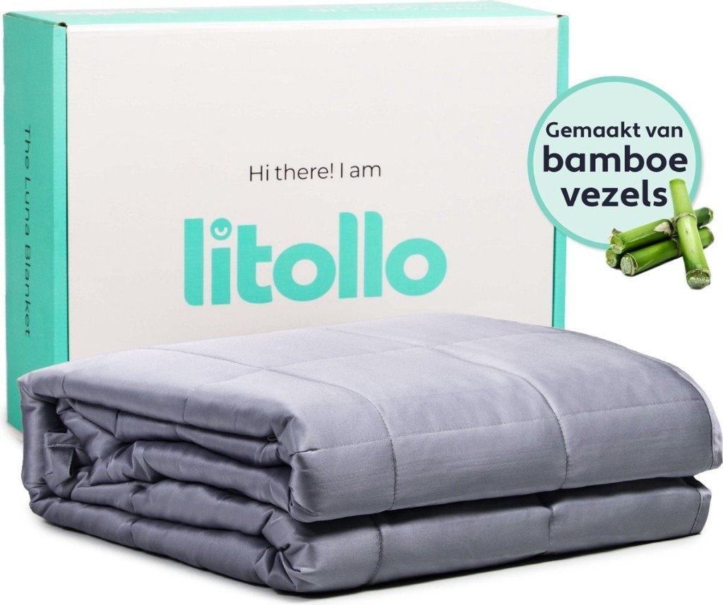 Litollo Verzwaringsdeken 12kg Bamboe Grijs 150x200cm, Ophalen, Eenpersoons, Bamboe, Overige merken