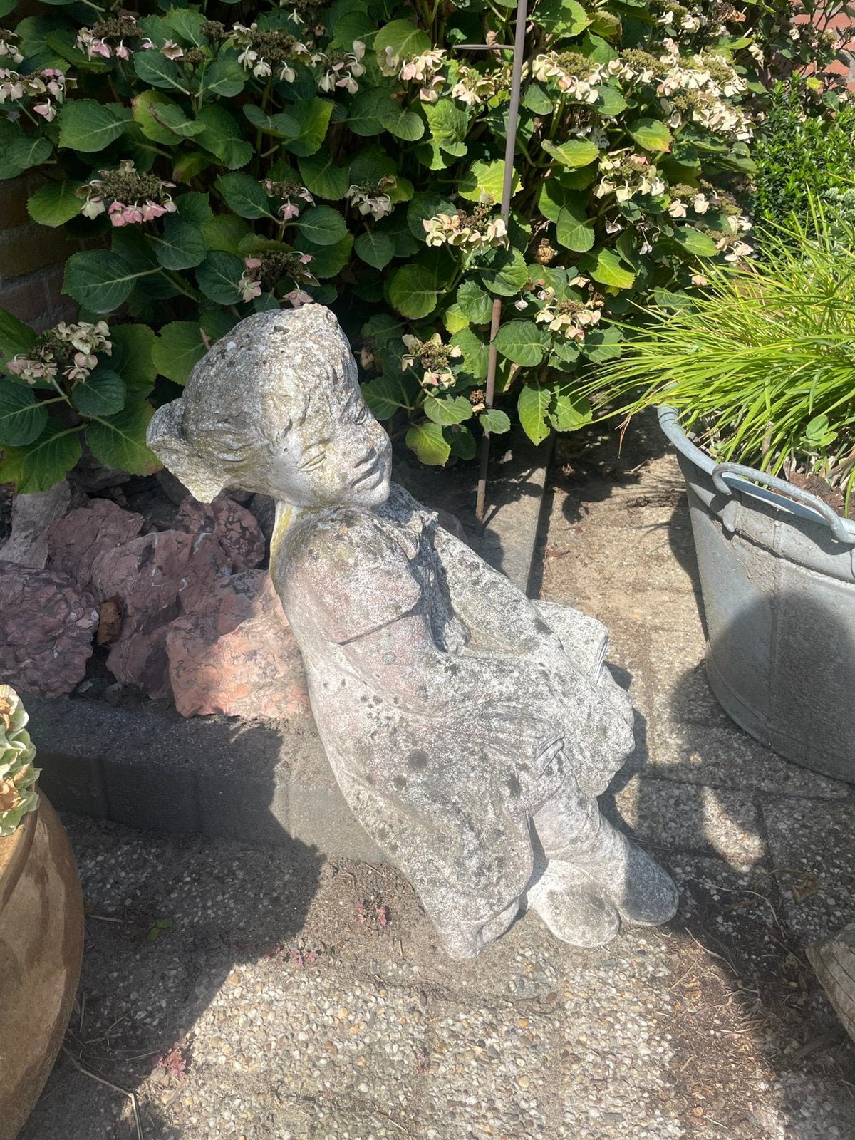 Tuinbeeld zittend meisje, Tuin en Terras, Ophalen, Gebruikt