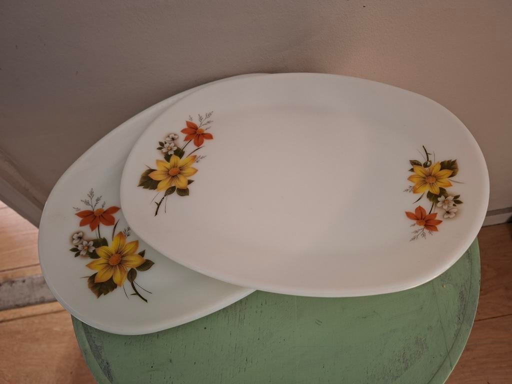2 vintage opaline uitdeelschalen/borden., Ophalen of Verzenden