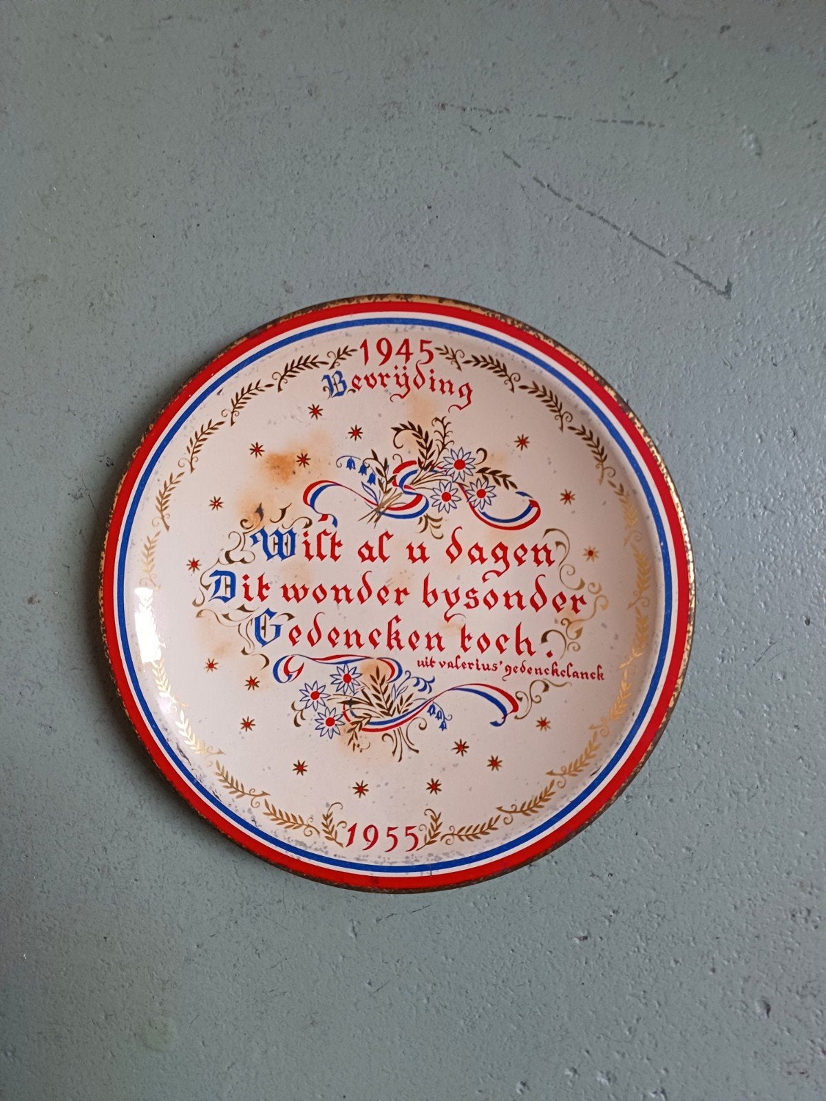 Blikken bevrijdings herdenkingsbordje, Verzamelen, Ophalen of Verzenden, Landmacht, Nederland
