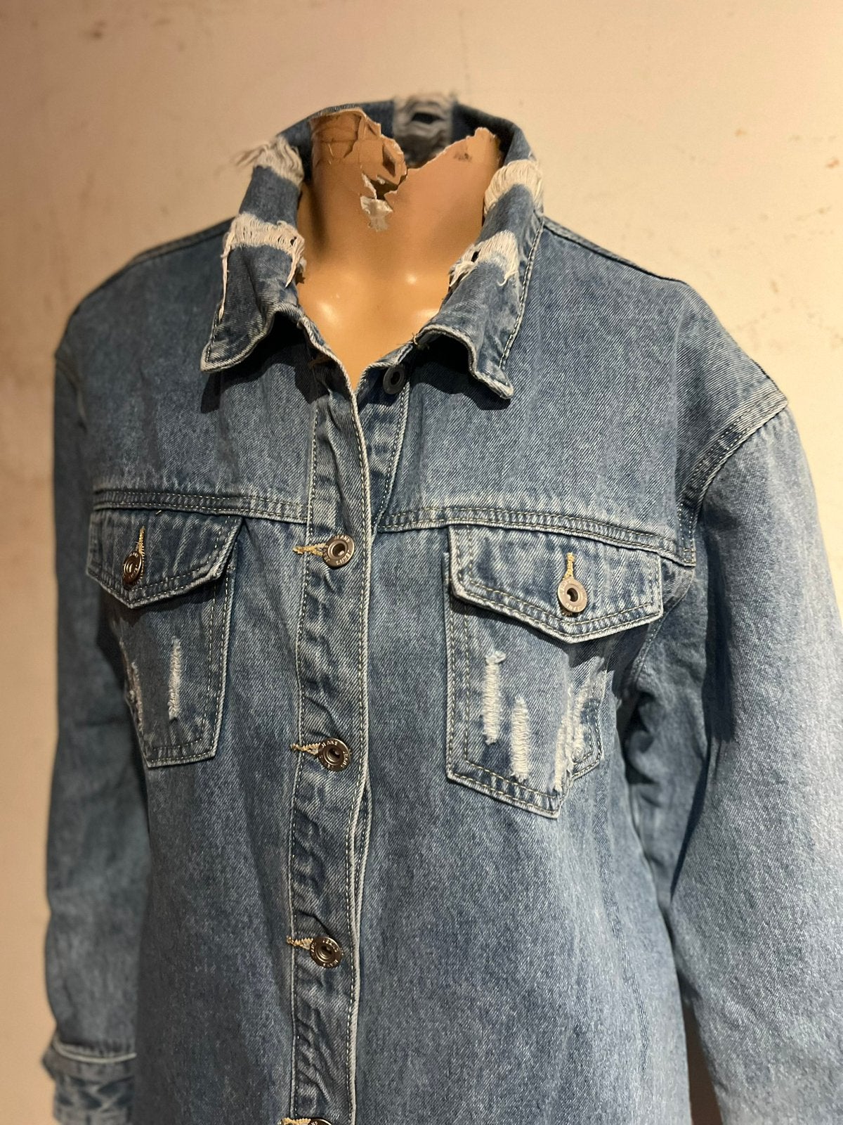 Miss BON spijkerjas maat m oversized zgan, Maat 38/40 (M), Blauw, G, T