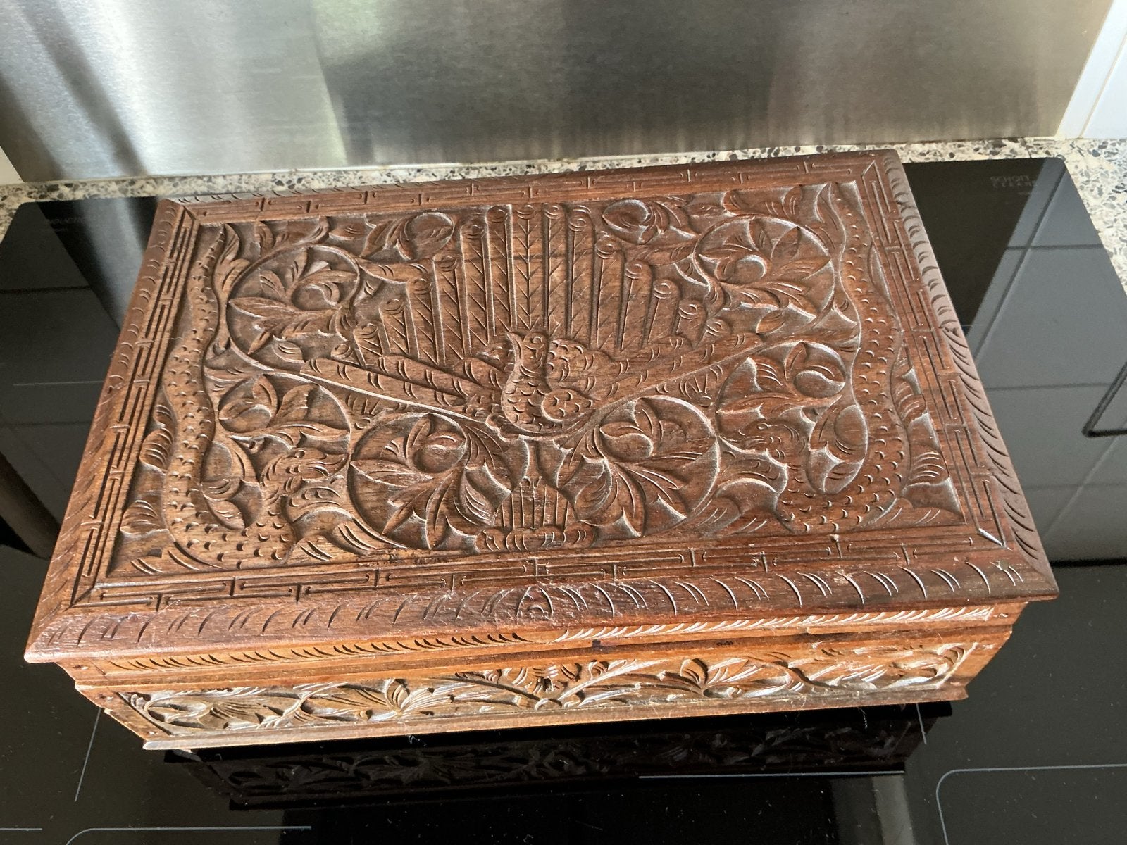 Antieke Indonesische Naaidoos - Houtsnijwerk - ca. 1948, Ophalen of Verzenden
