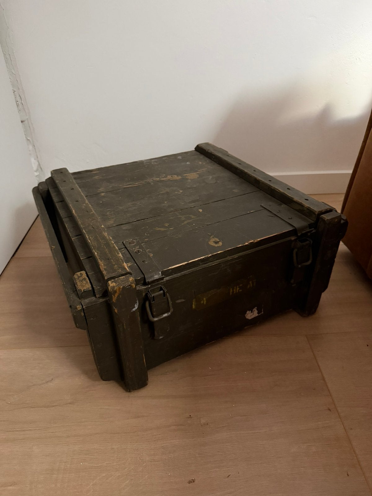 Oude Houten Legerkist / Munitiekist - Vintage Opbergkist, Ophalen, Gebruikt, 50 tot 100 cm, 5 – 50