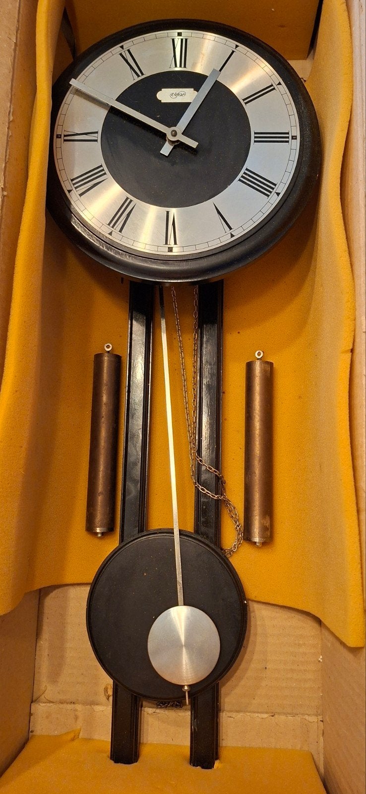 Vintage Orfac wandklok met slinger en gewichten, Ophalen