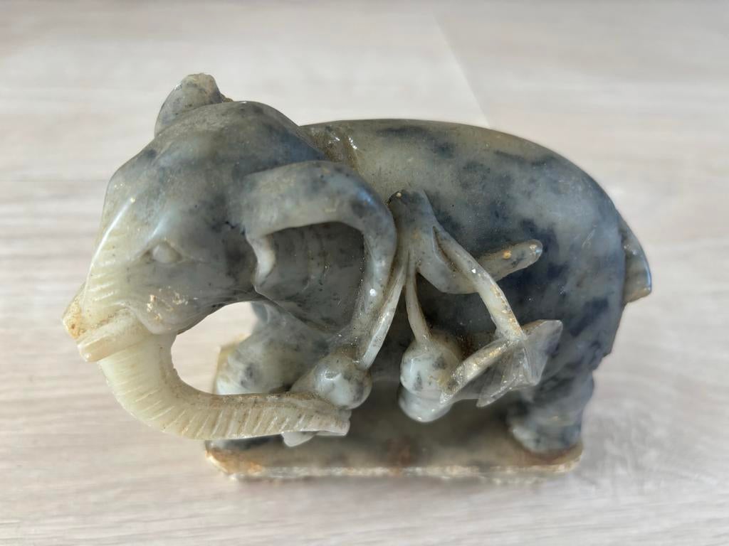 Olifant beeldje van steen - Handgesneden, Ophalen of Verzenden