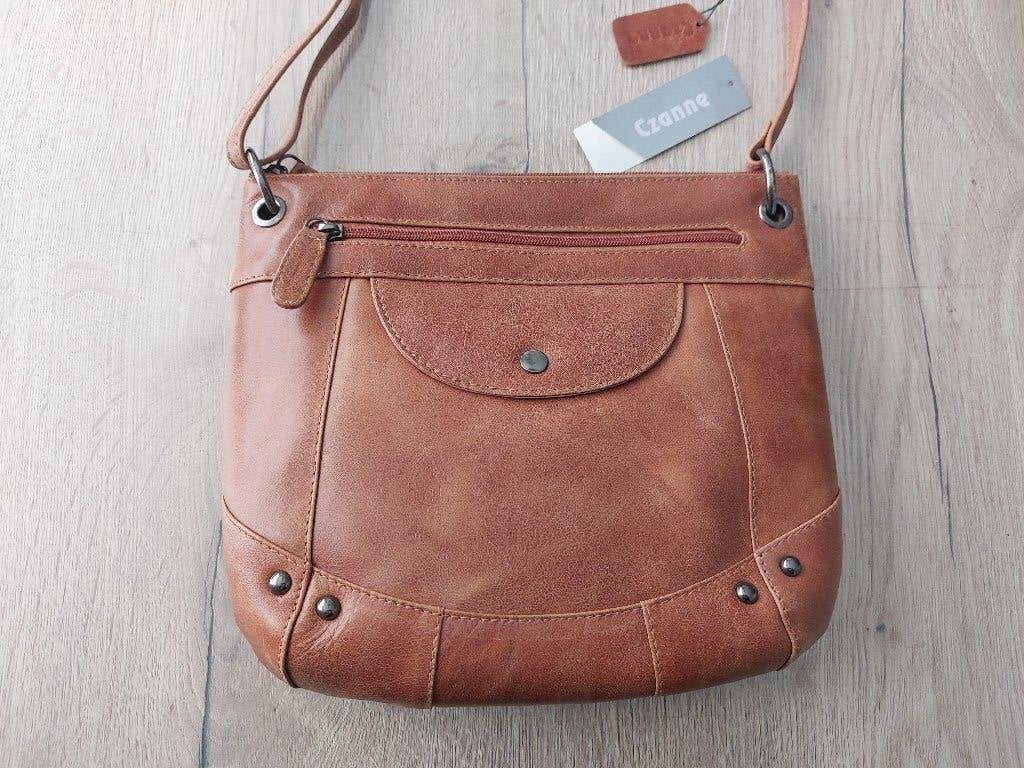 Bruine (cognac) leren damestas Czanne - Nieuw, Ophalen of Verzenden, Nieuw, Bruin, Overige typen