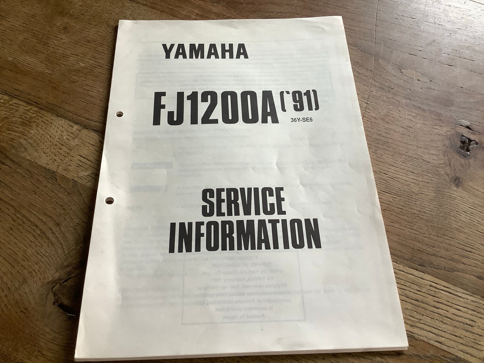 Yamaha FJ1200A ('91) Service Informatie Handleiding.   (24), Verzenden, Yamaha