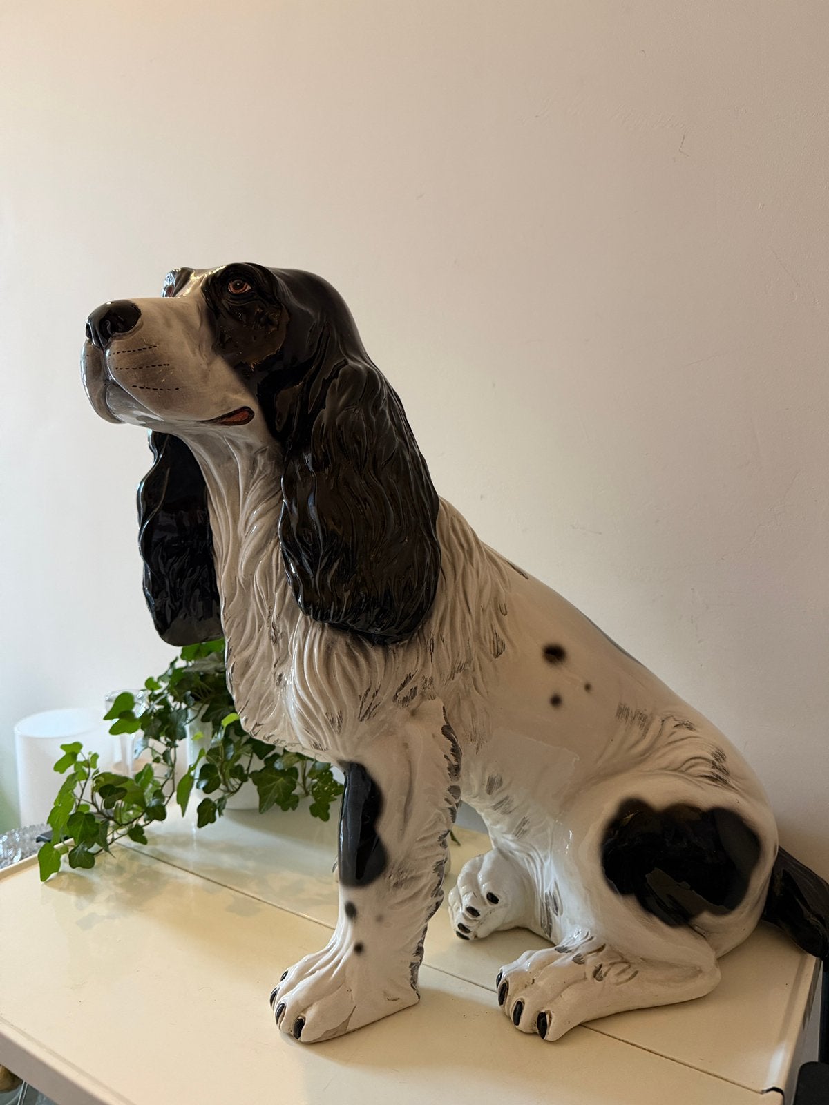 Italiaans keramiek beeld hond spaniël, Antiek en Kunst, Ophalen of Verzenden