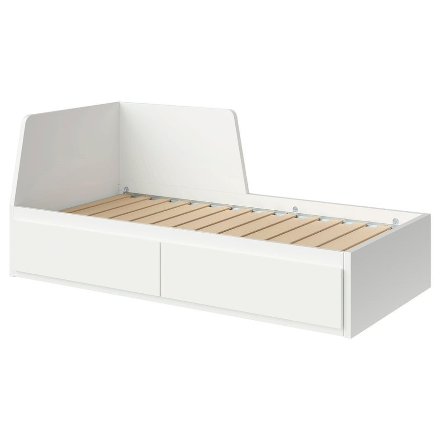 Bedbank Flekke Ivan Ikea, Huis en Inrichting, Slaapkamer | Bedden, Ophalen, Wit, Tweepersoons, Zo goed als nieuw