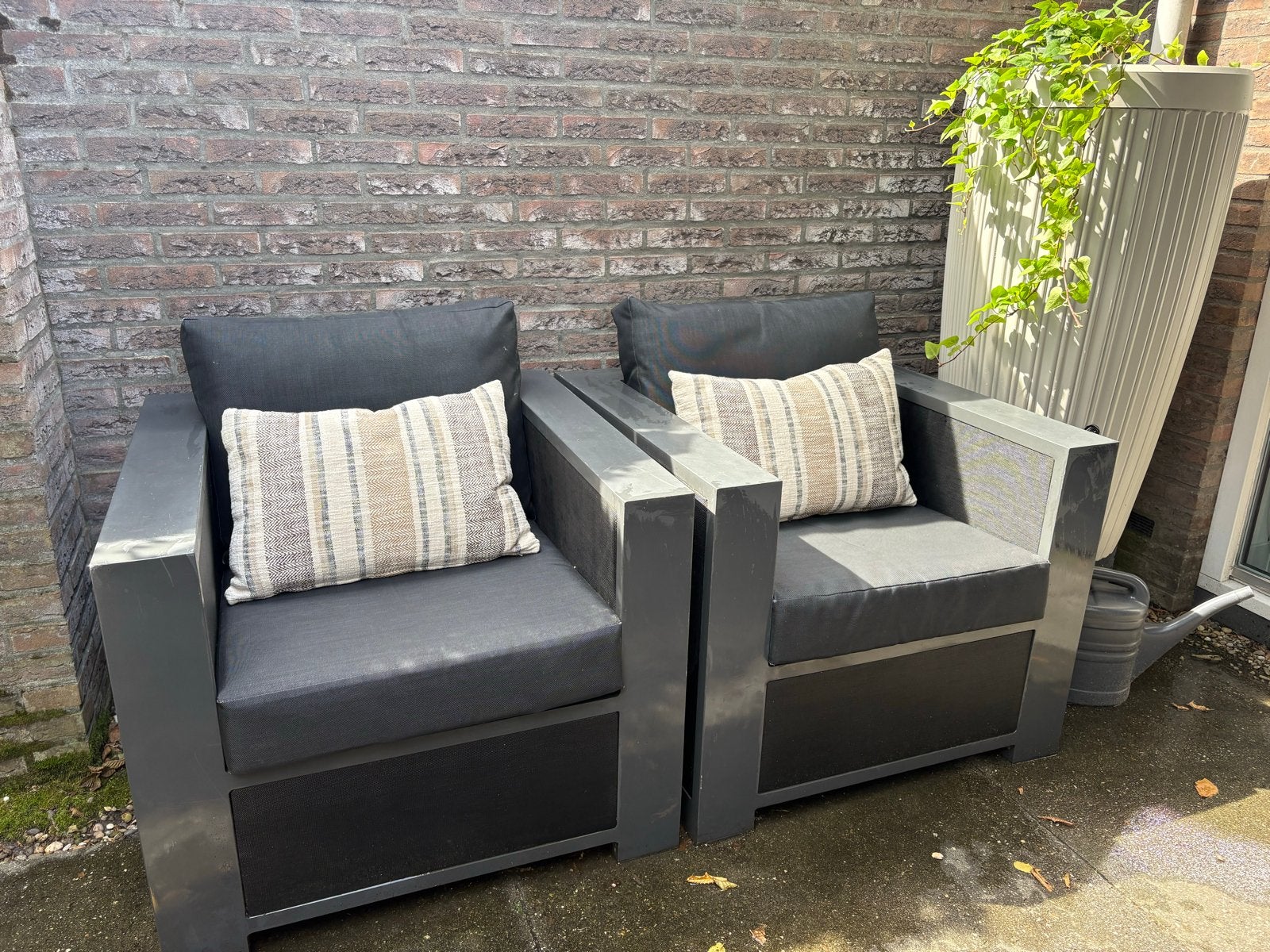 Moderne aluminium loungeset met kussens, Tuin en Terras, Gebruikt, Aluminium, Loungeset, Stoel