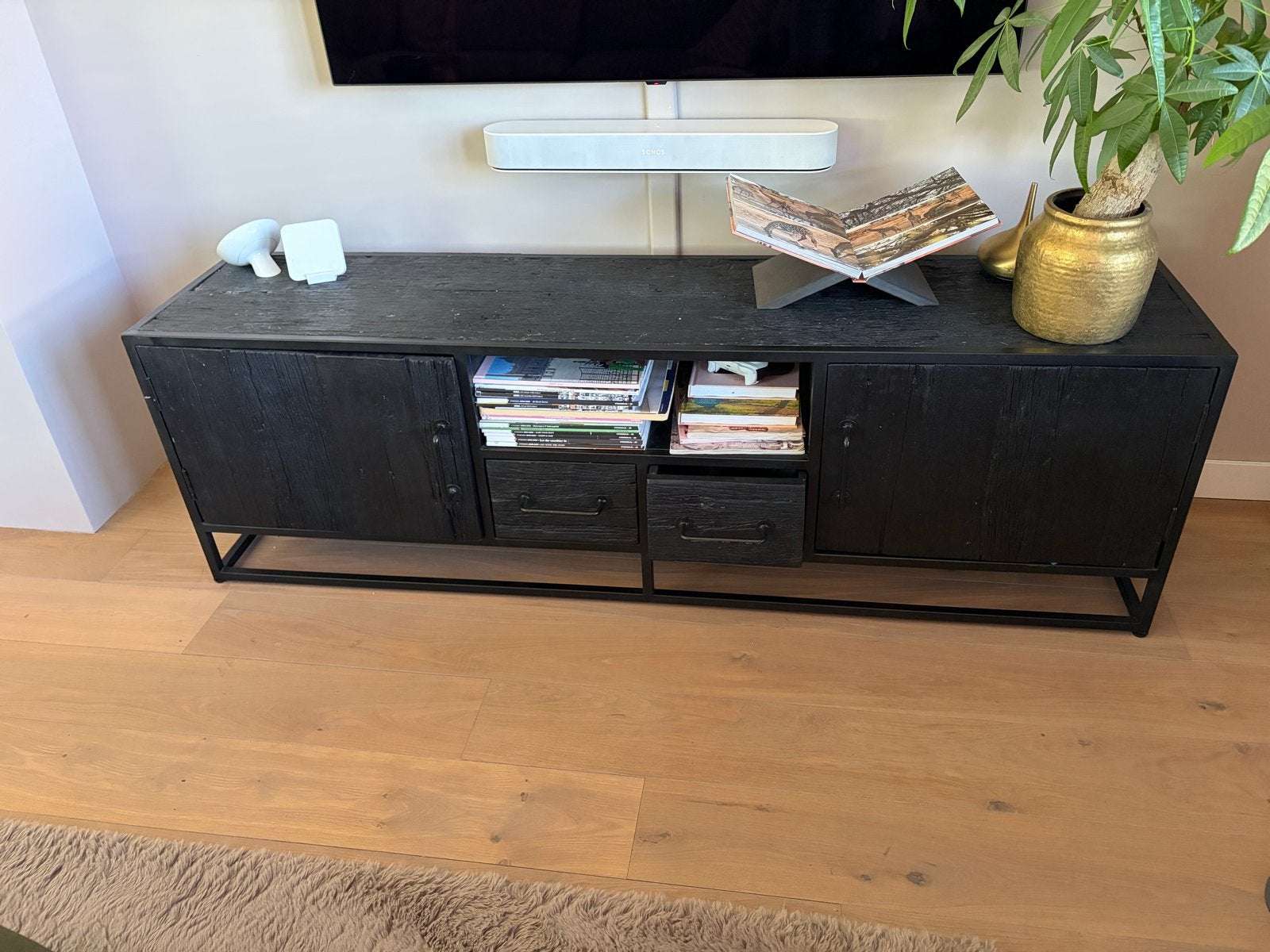 Zwart Tv-meubel van Gigameubel in goede staat, Ophalen, Gebruikt, 150 tot 200 cm, Minder dan 100 cm