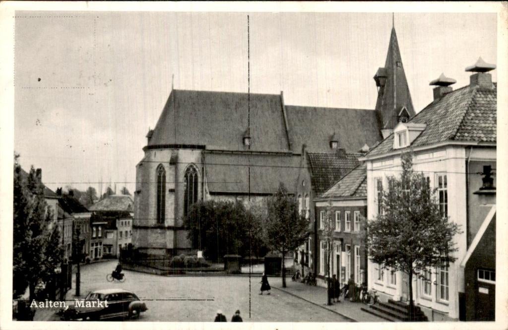 Aalten - Markt - Kerk, Verzamelen, Ansichtkaarten | Nederland, Gelopen, Gelderland, 1940 tot 1960, Ophalen of Verzenden