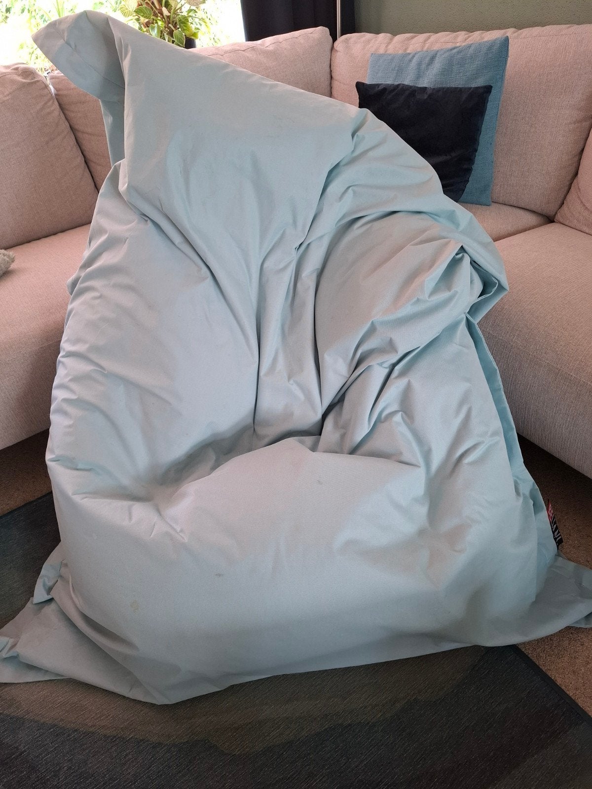 Grote comfortable licht turquoise zitzak van Beliani140x180, Ophalen, Zo goed als nieuw, Blauw