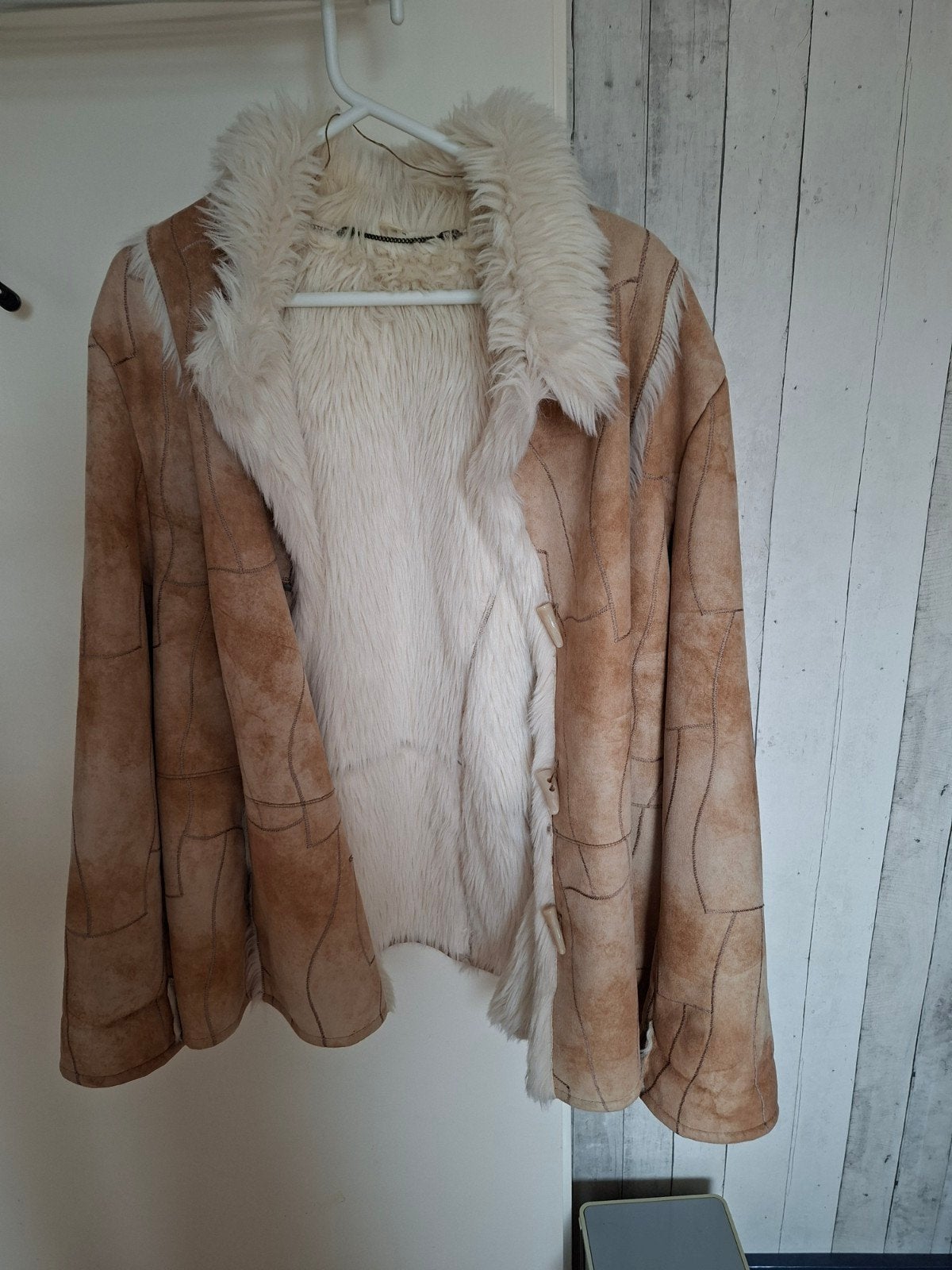 Warme winterjas met teddy voering maat 42, Kleding | Dames, Bruin, Onbekend, Gedragen, Ophalen