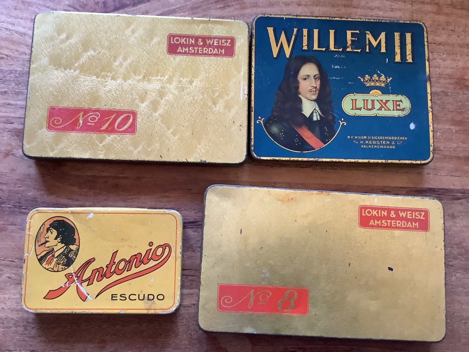4 metalen sigarendozen, Ophalen of Verzenden, Gebruikt, Tabaksdoos of Verpakking