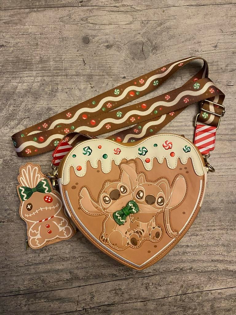 Disney Loungefly Stitch & Angel Hartvormige kerst Tas, Ophalen of Verzenden, Nieuw, Bruin, Schoudertasje