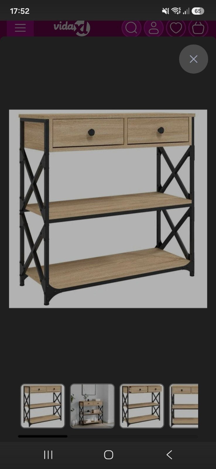 VidaXL Console tafel met 2 lades en 2 planken, Huis en Inrichting, Nieuw, Industrieel, Modern, 50 tot 100 cm, Met lade(s)