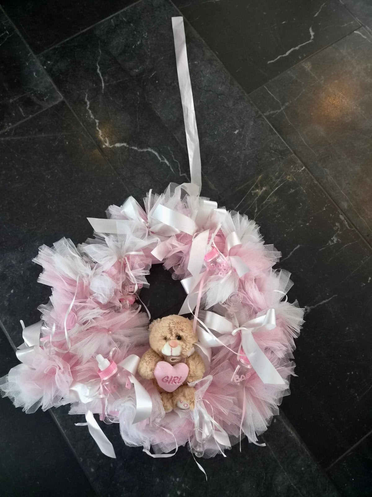 Te koop: geboorte krans rose meisje, Ophalen, Zo goed als nieuw