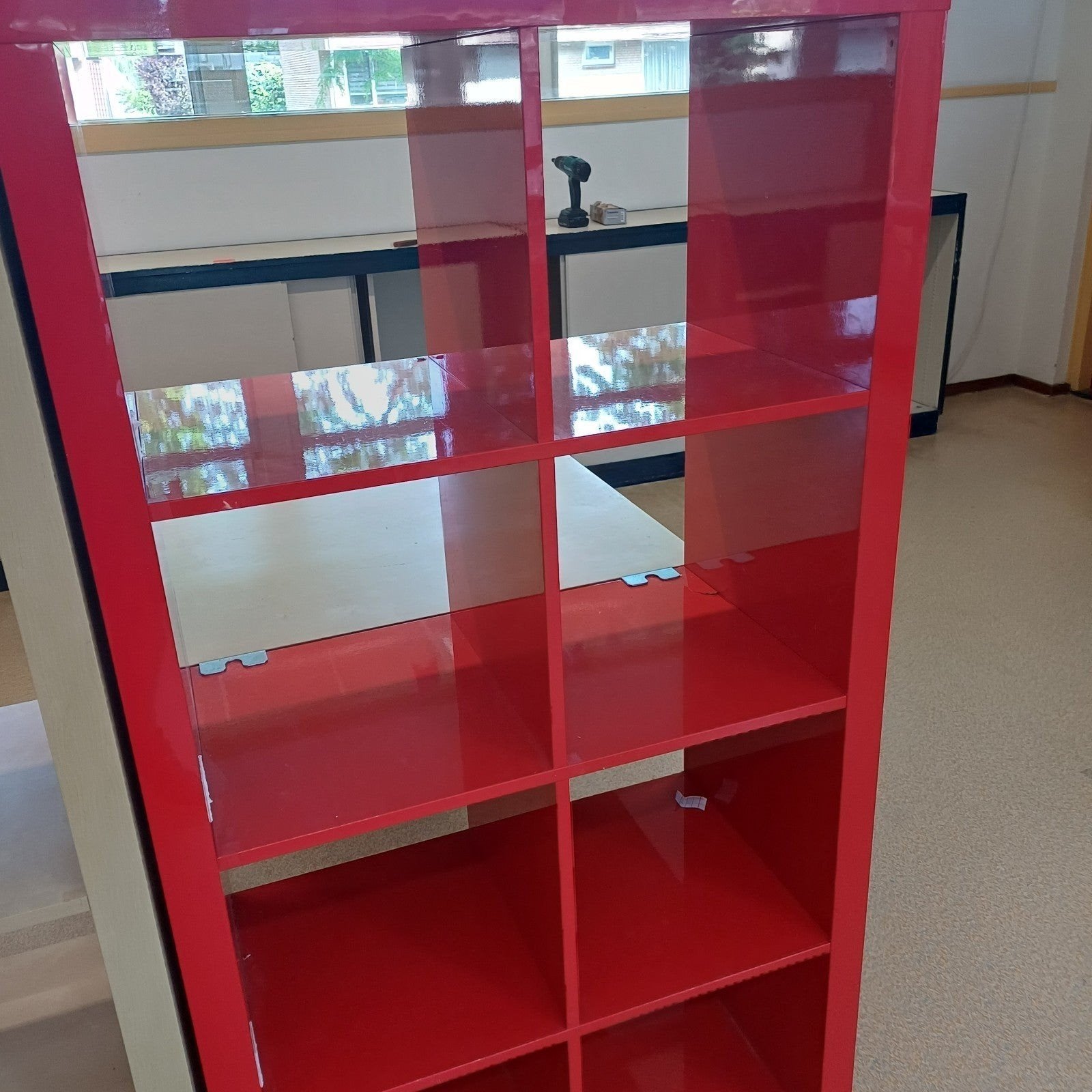 2x IKEA Kallax/Expedit 8-vaks kast rood hoogglans, Ophalen, Gebruikt, 50 tot 100 cm, 150 tot 200 cm