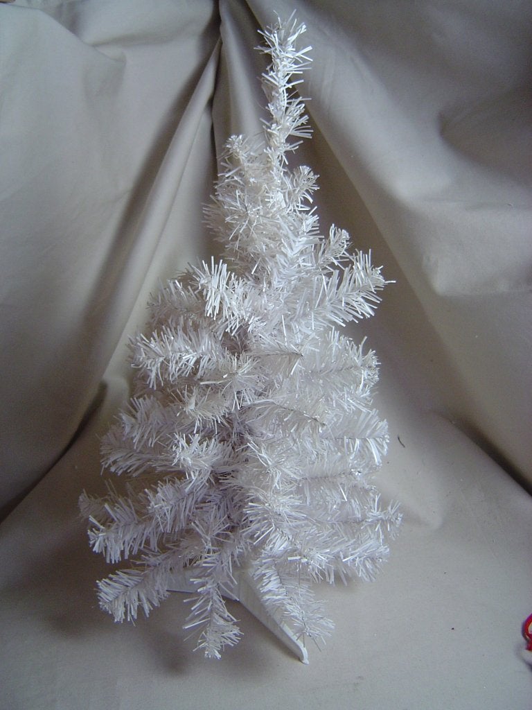 Wit lametta kerstboompje, Ophalen of Verzenden, Gebruikt