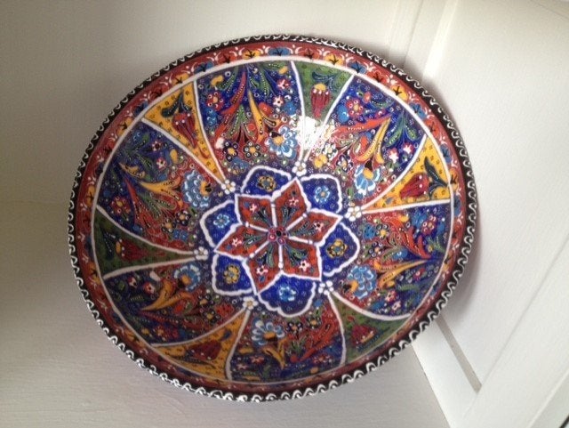 Handbeschilderde schalen 30cm, Porselein of Keramiek, Schaal, Rond, Nieuw