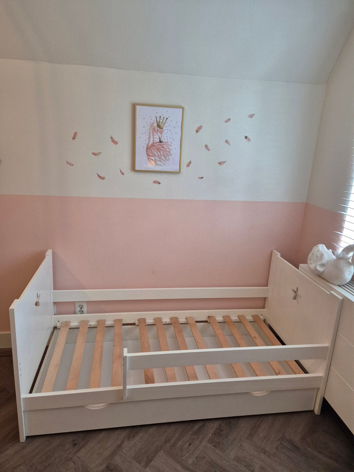 Juniorbed Petit Amelie met lade en uitvalhekje, Ophalen, 140 tot 160 cm, 70 tot 85 cm